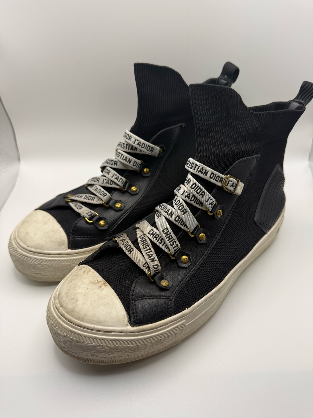 Dior Black & White High-Top Sneakers with Branded Straps - Picture 6 of 10